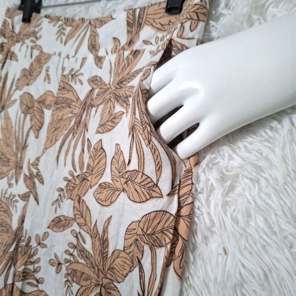 Nicole Miller Pants Womens Size Large Wide Leg Linen Blend Tropical Leaf Beachy - Picture 12 of 13